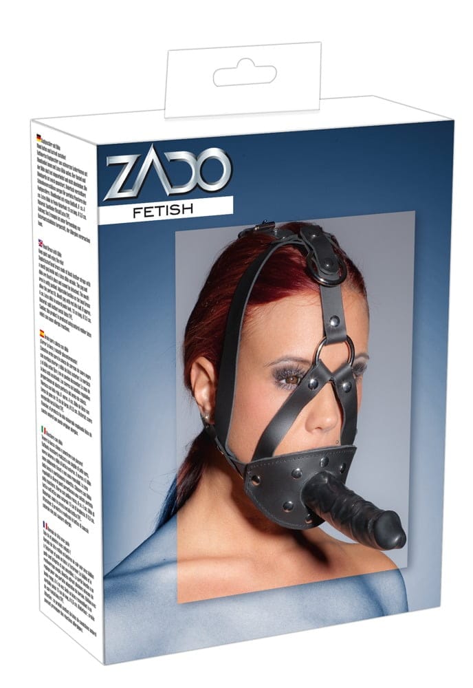 Leather Head Harness with Dildo