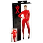 Ολόσωμη φόρμα μακρυμάνικη κόκκινη Latex Catsuit - Image 9