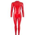 Ολόσωμη φόρμα μακρυμάνικη κόκκινη Latex Catsuit - Image 7