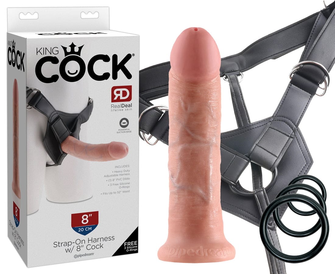 05316000000_realistiko_strapon_8_inch_king_cock_dermatos (1) Ρεαλιστικό στραπόν 8 Inch King Cock Δέρματος