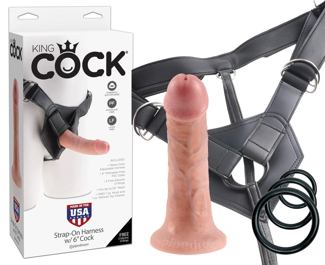 05316180000_realistiko_strapon_6_inch_king_cock_dermatos (1) Ρεαλιστικό στραπόν 6 Inch King Cock Δέρματος