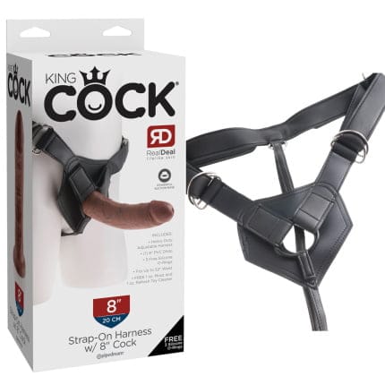 Ρεαλιστικό στραπόν 8 Inch King Cock Μελαμψο