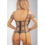 Σετ ζαρτιέρας Διάφανη Μαύρη Δαντέλα Bodice and g-string set