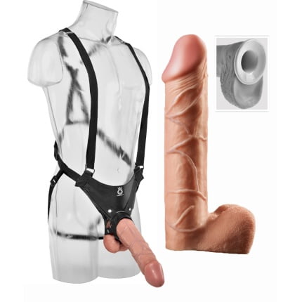 Ρεαλιστικό Κούφιο Στραπόν με Τιράντες Hollow Strap-On Suspender System
