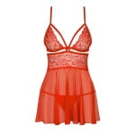 Κόκκινο σετ με babydoll και στρίνγκ Obsessive