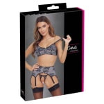 Μαύρο με λευκό δαντελωτό σετ ζαρτιέρας Cottelli Collection
