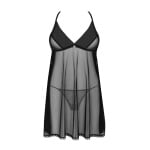 Διάφανο σετ με babydoll και στρίνγκ με κέντημα Obsessive