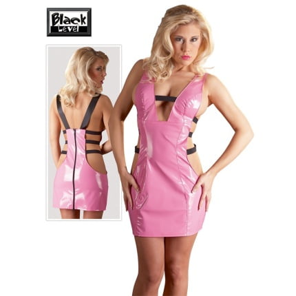 Σέξι Μίνι Ροζ Φόρεμα Βινυλίου Vinyl Mini Dress pink