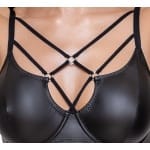 Σέξι μαύρο σετ σε εφέ δερματίνης Cottelli Collection