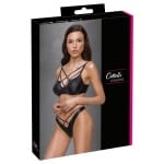Σέξι μαύρο σετ σε εφέ δερματίνης Cottelli Collection