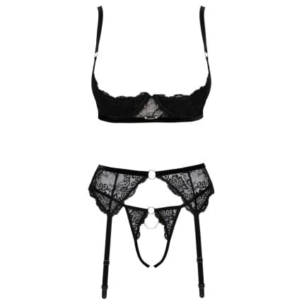 Δαντελωτό σετ ζαρτιέρας με κοσμήματα Cottelli Collection