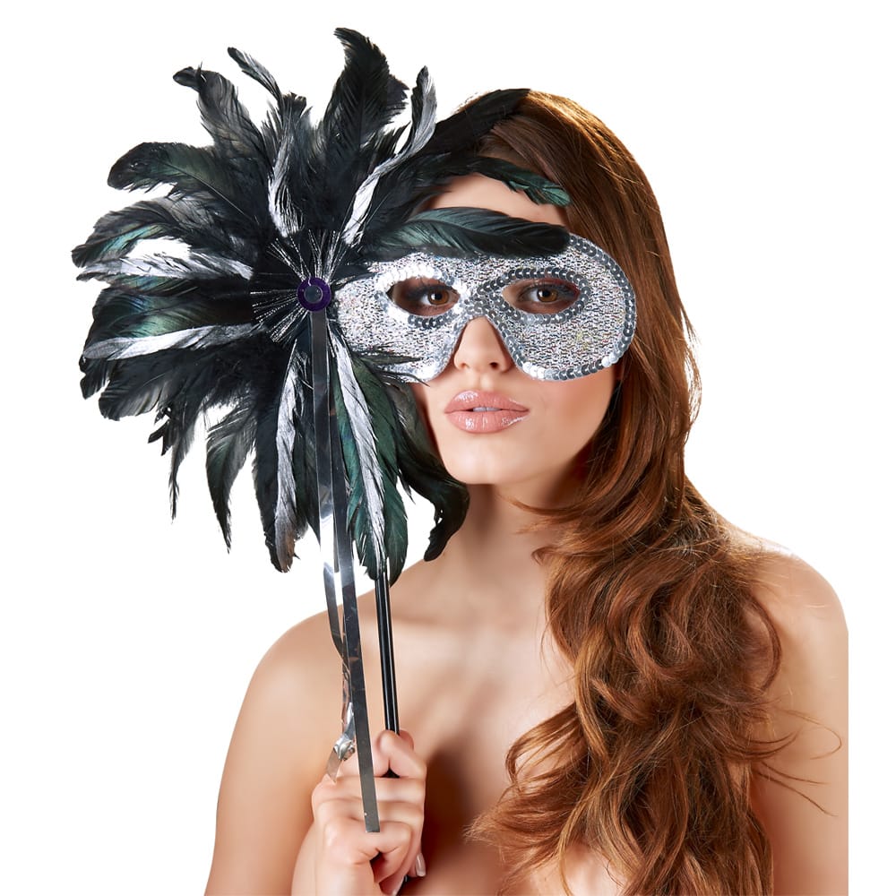 24800506001-maska-me-ftera-se-mavro-asimi-glamorous (1) Μάσκα με Φτερά σε Μαύρο & Ασημί Glamorous
