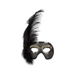 Μάσκα με Φτερά Μαύρο Χρυσό Mask with Feathers Black