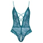 Δαντελωτό τιρκουάζ κορμάκι χωρίς καβάλο Cottelli Collection