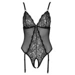 Διάφανο μαύρο κορμάκι με δαντέλα Cottelli Collection