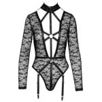 Δαντελένιο μαύρο κορμάκι με ιμάντες Cottelli Collection