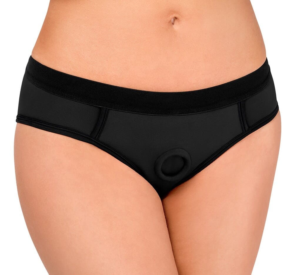 24935941021-mavro-apalo-strap-on-slip (1) Μαύρο απαλό strap-on σλιπ Bad Kitty