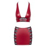Κόκκινο σετ με εφέ δερματίνης και δαντέλα Cottelli Collection