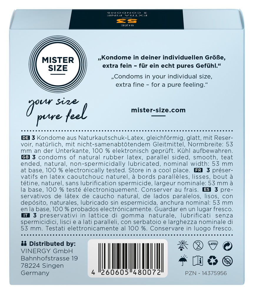 Προφυλακτικά Mister Size 53 mm 3 Τεμάχια