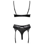 Μαύρο δαντελωτό σετ με αλυσίδες Cottelli Collection