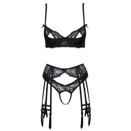 Σετ με ανοιχτό στήθος και καλτσοδέτες Cottelli Collection