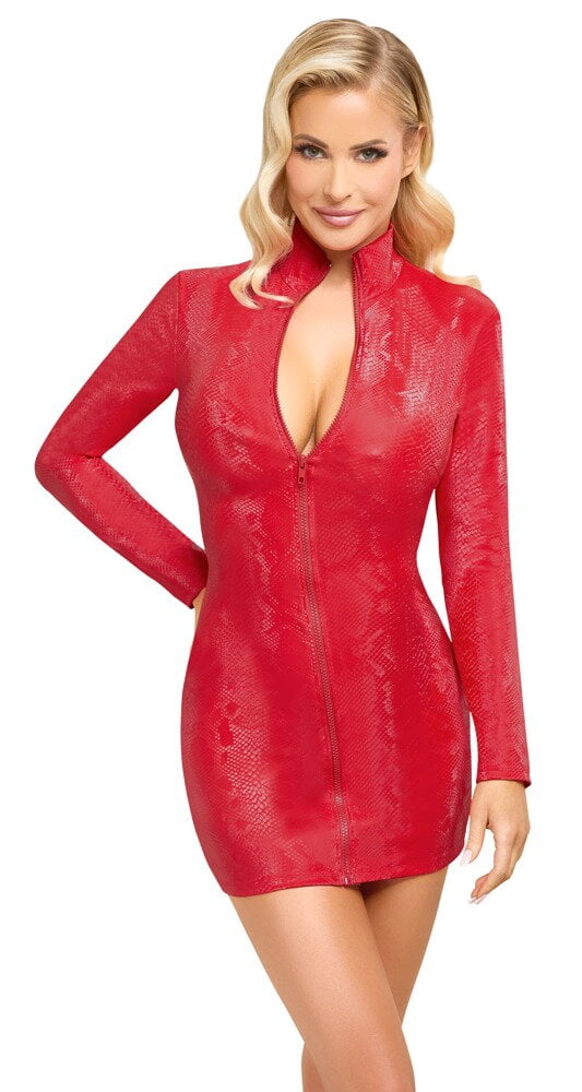 Φιδέ κόκκινο φόρεμα με φερμουάρ Cottelli Collection