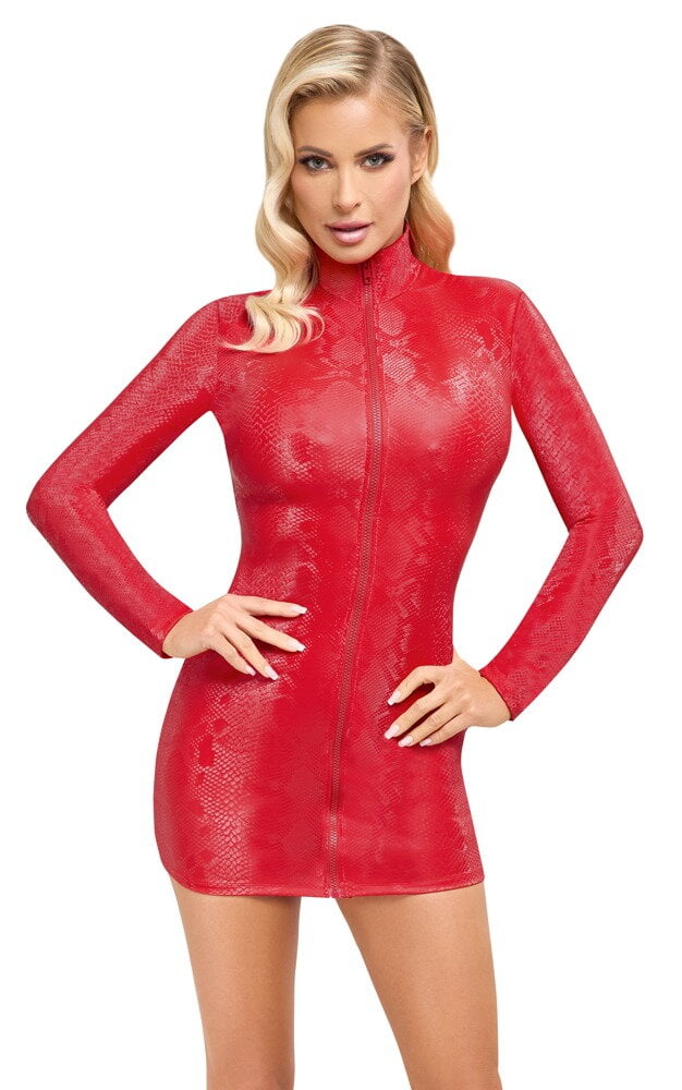Φιδέ κόκκινο φόρεμα με φερμουάρ Cottelli Collection