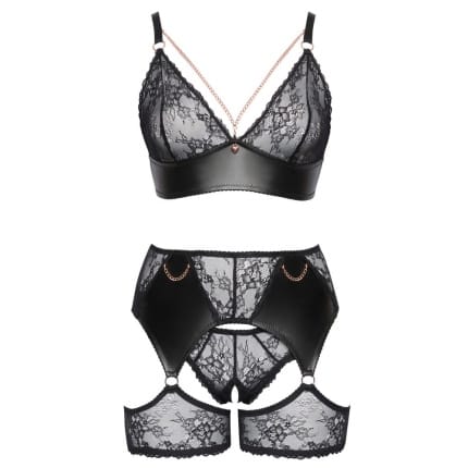 Σέξι μαύρο σετ εσωρούχων με δαντέλα Cottelli Collection