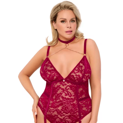Κόκκινο δαντελωτό κορμάκι χωρίς καβάλο Cottelli Collection