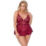 Κόκκινο δαντελωτό babydoll με σλιπ Cottelli Collection