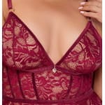 Κόκκινο δαντελωτό babydoll με σλιπ Cottelli Collection