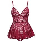 Κόκκινο δαντελωτό babydoll με σλιπ Cottelli Collection