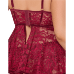Κόκκινο δαντελωτό babydoll με σλιπ Cottelli Collection