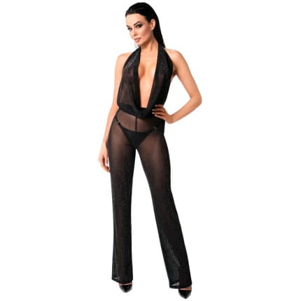 Μαύρη ολόσωμη αστραφτερή φόρμα Orgia Jumpsuit Noir