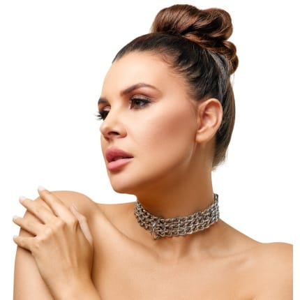 Δερμάτινο Κολάρο με μεταλλικές αλυσίδες Chain Collar ZADO
