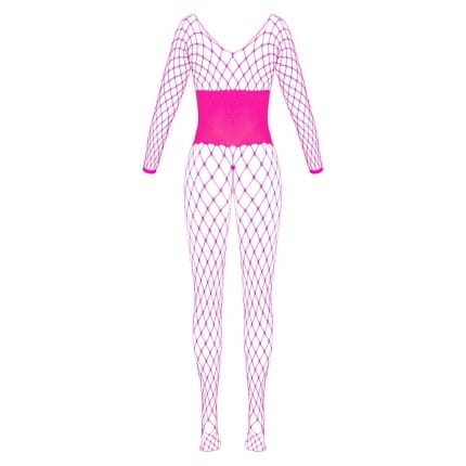 Ροζ Δικτυωτό Ολόσωμο Crotchless Catsuit