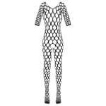 Μαύρο Δικτυωτό Ολόσωμο Crotchless Catsuit