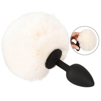Πρωκτική σφήνα με ουρά λευκή Butt Plug fluffy tail
