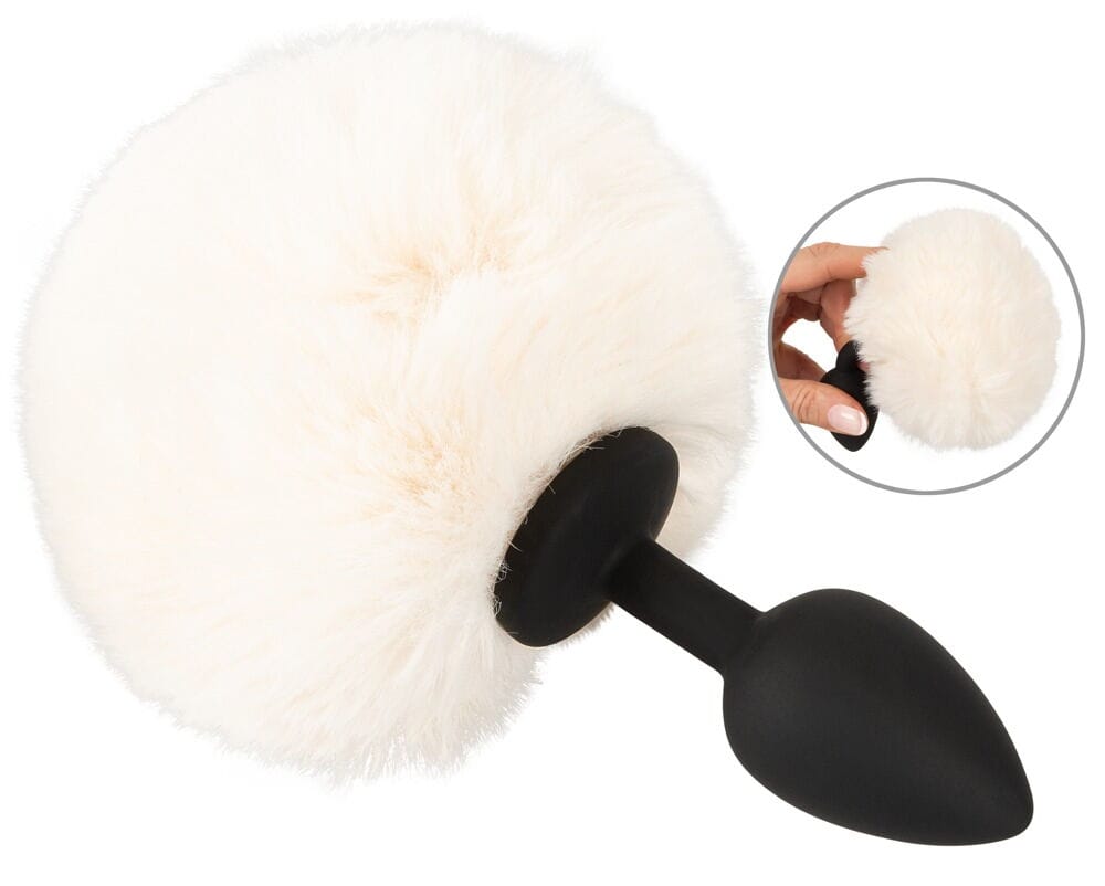 proktiki-sfina-me-oura-lefki-fluffy-tail-50045780000 (1) Πρωκτική σφήνα με ουρά λευκή Butt Plug fluffy tail