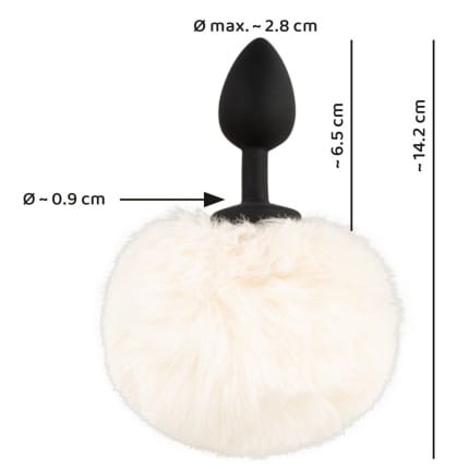 Πρωκτική σφήνα με ουρά λευκή Butt Plug fluffy tail
