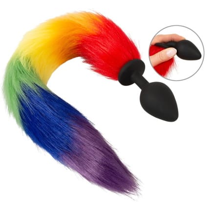 Πρωκτική σφήνα με ουρά ουράνιο τόξο fluffy tail