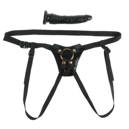 Ρεαλιστικό Στραπ ον μαύρο ντιλντο Designer Strap-On Fetish Fantasy Gold