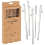 Γυάλινα καλαμάκια Glass Drinking Straw Willy 4 τεμ
