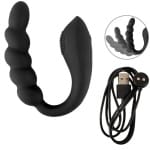 Αδιάβροχος διπλός δονητής με χάντρες Bendable dual stimulator Black Velvets