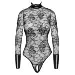 Κορμάκι στρινγκ με ανοικτό καβάλο Crotchless Body Noir