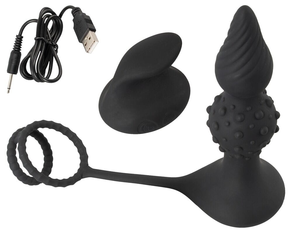 proktiki-sfina-me-asyrmato-tilecheirio-rc-butt-plug-05523990000 (1) Πρωκτική σφήνα με ασύρματο τηλεχειριστήριο RC Butt Plug with Cock & Ball Rings Rebel