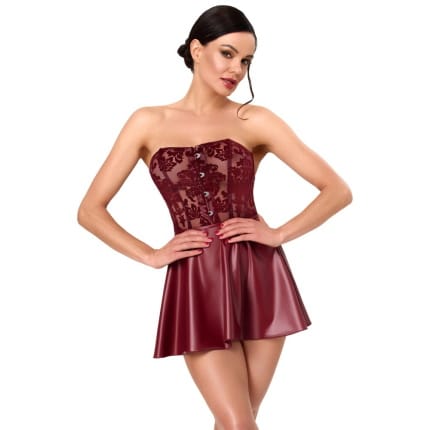 Dress Noir Handmade με κορσέ και φαρδιά powerwetlook μίνι φούστα