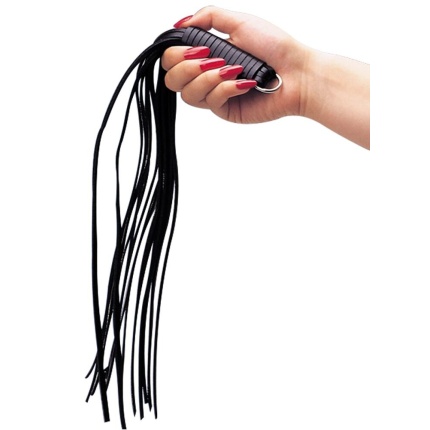 Leather Flogger ZADO με δερμάτινη λαβή 11 εκ. και μαύρες λωρίδες