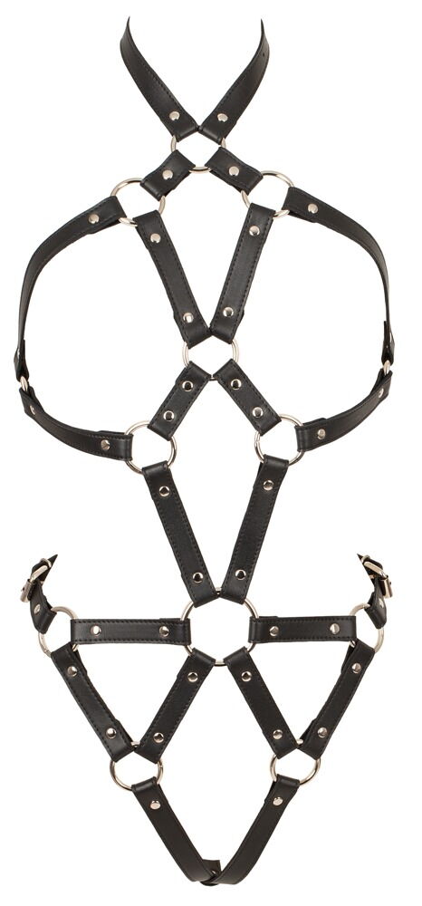 olosomo-kormaki-me-anoichto-stithos-kai-kavalo-harness-bad-kitty-24938701101-04 Ολόσωμο Κόρμακι με Ανοιχτό Στήθος και Καβάλο Harness Bad Kitty μπροστινή όψη με μαύρα λουριά